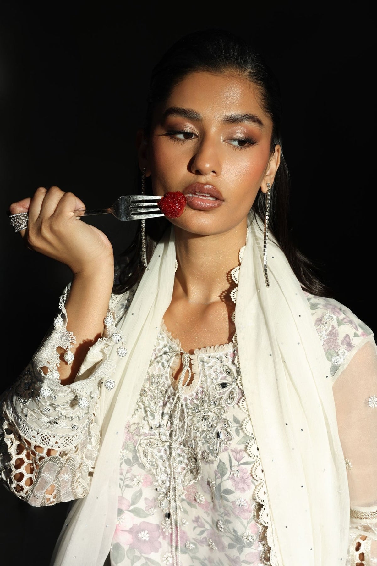 Maria B | RTW | 3 Piece Embroidered Organza Suit-Brand:Maria B-Type:Luxury Formals-White - House of Maryam- Buy in UK, USA