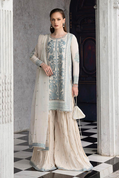 Maria B | RTW | 3 Piece Embroidered Organza Suit-Brand:Maria B-Type:Luxury Formals-White - House of Maryam- Buy in UK, USA