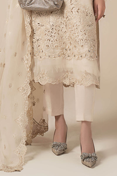 Maria B | RTW | 3 Piece Embroidered Organza Suit-Brand:Maria B-Type:Luxury Formals-White - House of Maryam- Buy in UK, USA