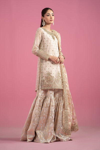 Maria B | RTW | 3 Piece Embroidered Organza Suit-Brand:Maria B-Type:Luxury Formals-White - House of Maryam- Buy in UK, USA