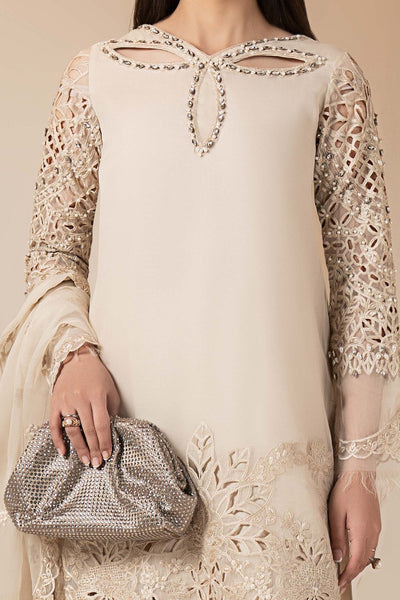 Maria B | RTW | 3 Piece Embroidered Organza Suit-Brand:Maria B-Type:Luxury Formals-White - House of Maryam- Buy in UK, USA