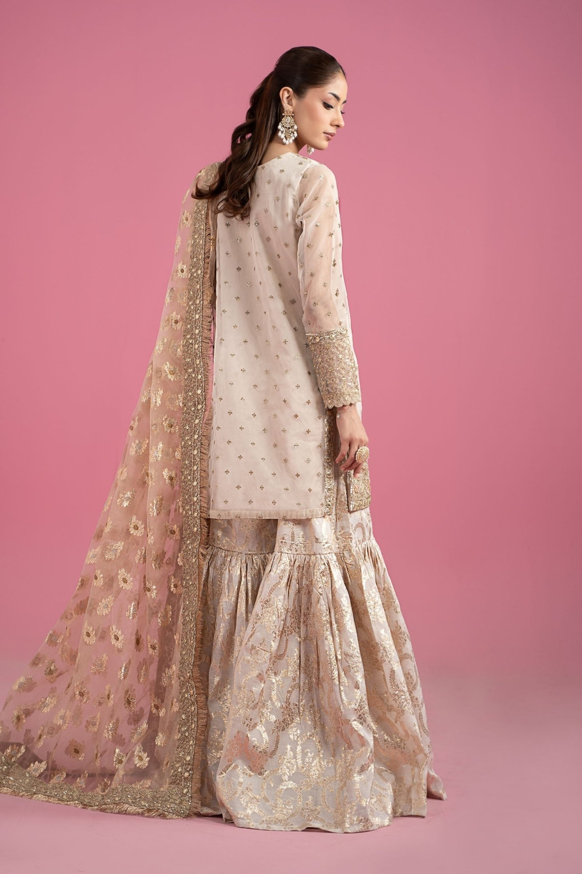 Maria B | RTW | 3 Piece Embroidered Organza Suit-Brand:Maria B-Type:Luxury Formals-White - House of Maryam- Buy in UK, USA