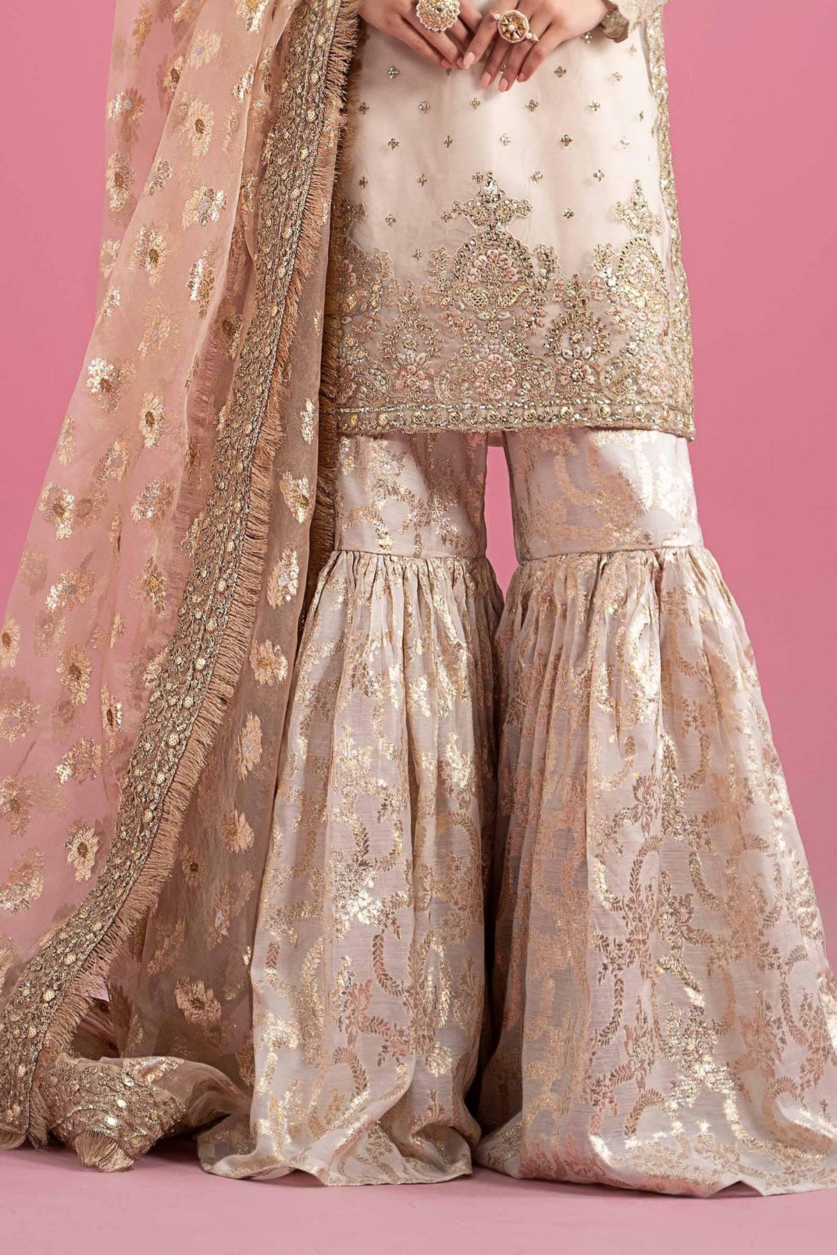 Maria B | RTW | 3 Piece Embroidered Organza Suit-Brand:Maria B-Type:Luxury Formals-White - House of Maryam- Buy in UK, USA