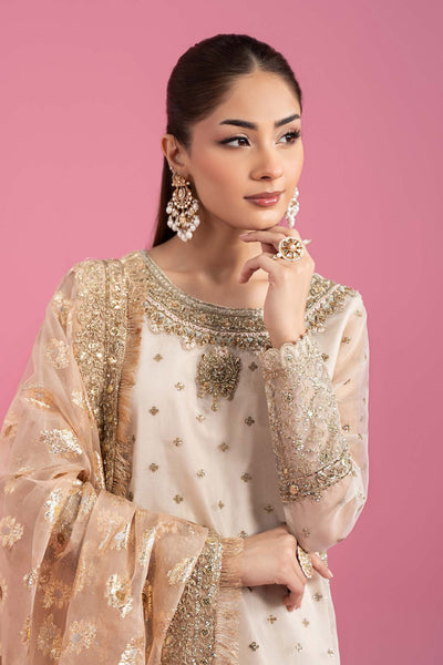 Maria B | RTW | 3 Piece Embroidered Organza Suit-Brand:Maria B-Type:Luxury Formals-White - House of Maryam- Buy in UK, USA