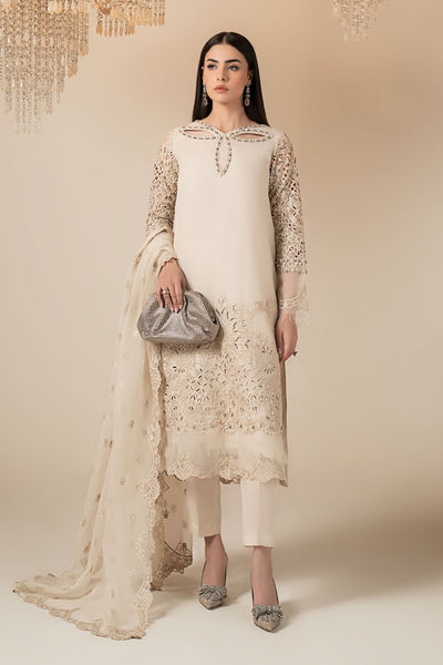 Maria B | RTW | 3 Piece Embroidered Organza Suit-Brand:Maria B-Type:Luxury Formals-White - House of Maryam- Buy in UK, USA