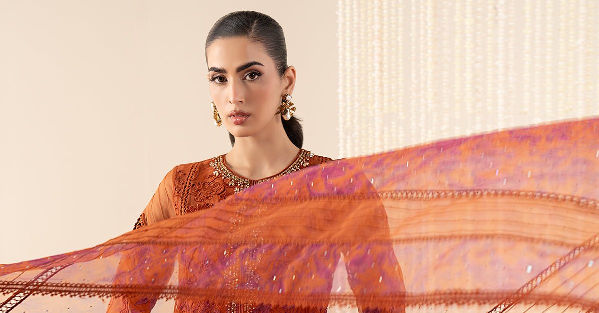 Maria B | RTW | 3 Piece Embroidered Organza Suit-Brand:Maria B-Type:Luxury Formals-Yellow - House of Maryam- Buy in UK, USA