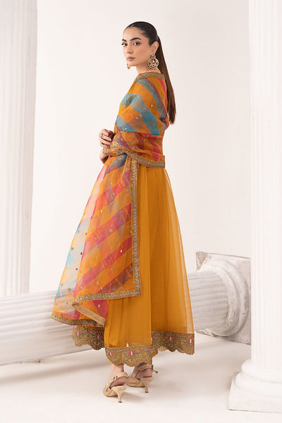 Maria B | RTW | 3 Piece Embroidered Organza Suit-Brand:Maria B-Type:Luxury Formals-Yellow - House of Maryam- Buy in UK, USA