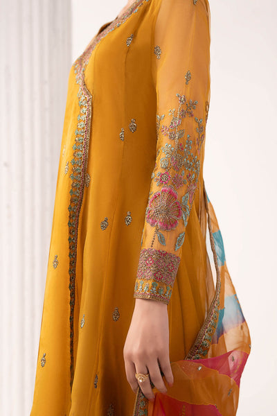 Maria B | RTW | 3 Piece Embroidered Organza Suit-Brand:Maria B-Type:Luxury Formals-Yellow - House of Maryam- Buy in UK, USA