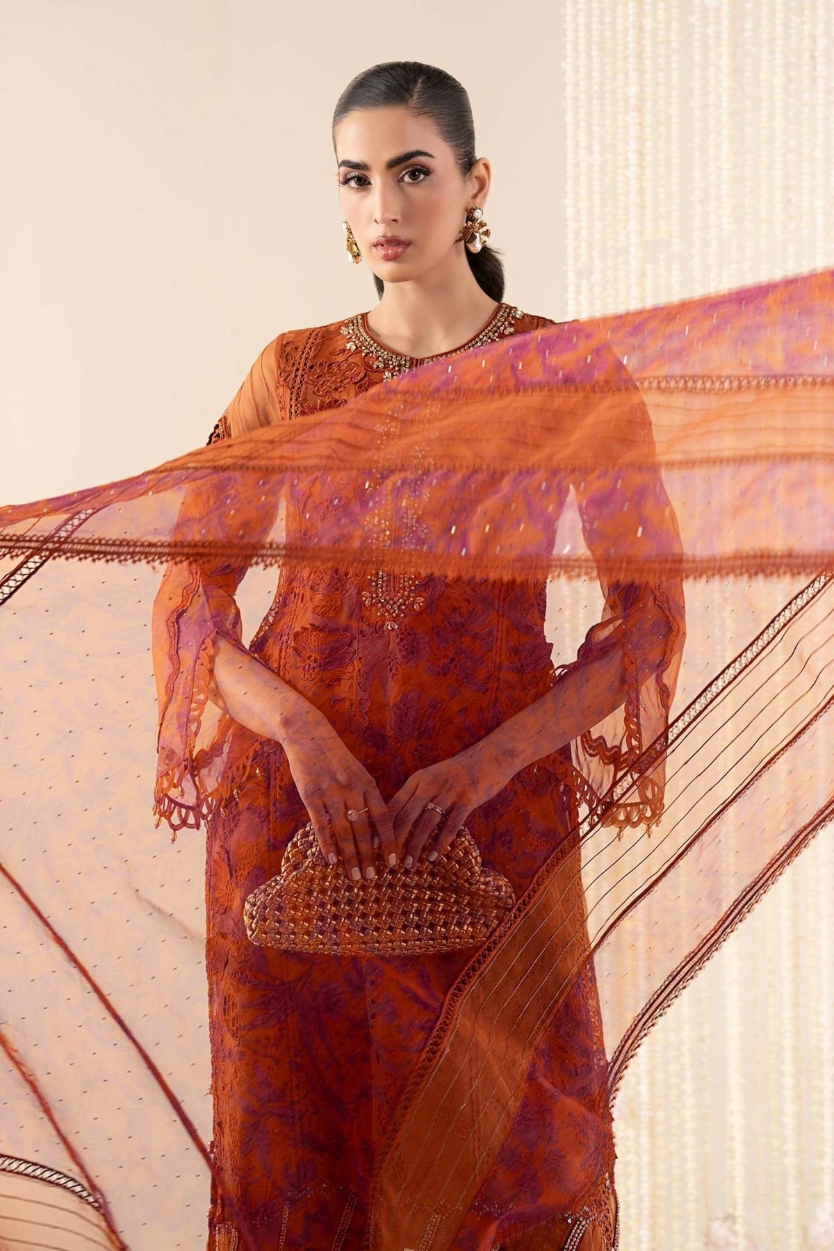 Maria B | RTW | 3 Piece Embroidered Organza Suit-Brand:Maria B-Type:Luxury Formals-Yellow - House of Maryam- Buy in UK, USA
