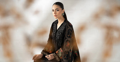Maria B | RTW | 3 Piece Embroidered Palachi Suit-Brand:Maria B-Type:Luxury Pret-Black - House of Maryam- Buy in UK, USA