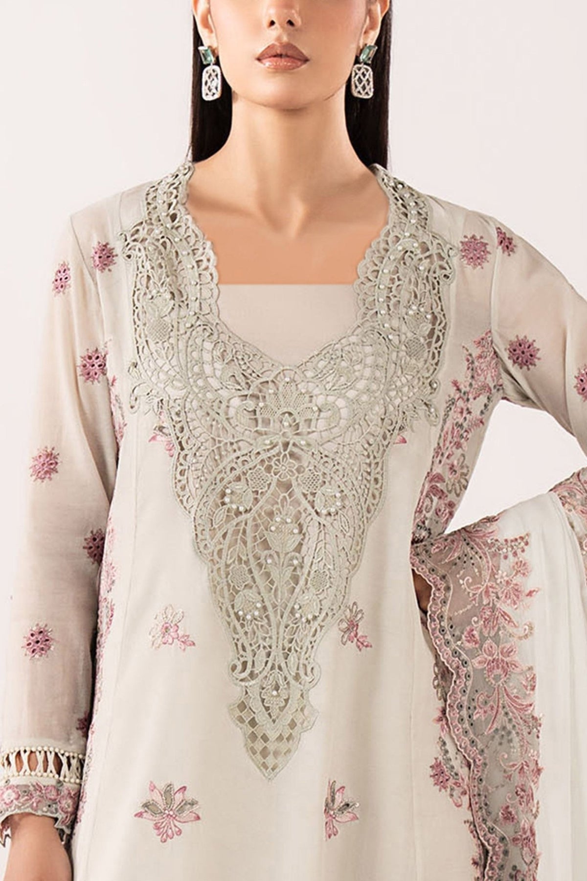 Maria B | RTW | 3 Piece Embroidered Paper Cotton Suit-Brand:Maria B-Type:Luxury Pret-Blue - House of Maryam- Buy in UK, USA