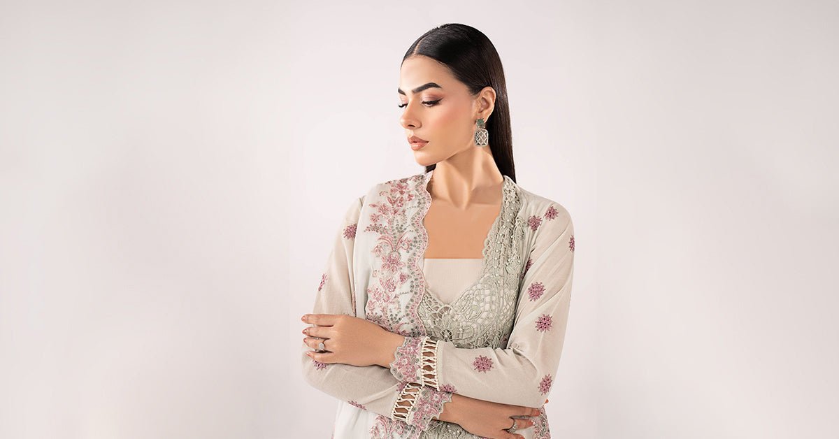 Maria B | RTW | 3 Piece Embroidered Paper Cotton Suit-Brand:Maria B-Type:Luxury Pret-Blue - House of Maryam- Buy in UK, USA