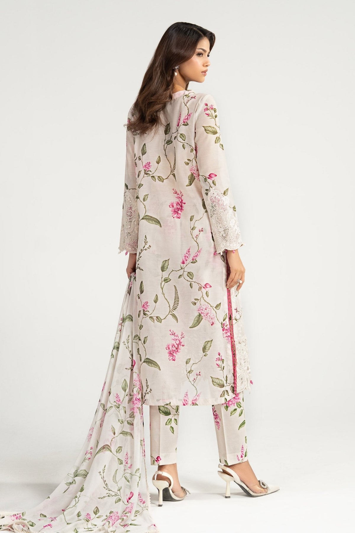 Maria B | RTW | 3 Piece Embroidered Paper Cotton Suit-Brand:Maria B-Type:Luxury Pret-White - House of Maryam- Buy in UK, USA