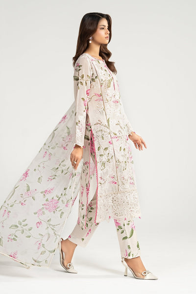 Maria B | RTW | 3 Piece Embroidered Paper Cotton Suit-Brand:Maria B-Type:Luxury Pret-White - House of Maryam- Buy in UK, USA