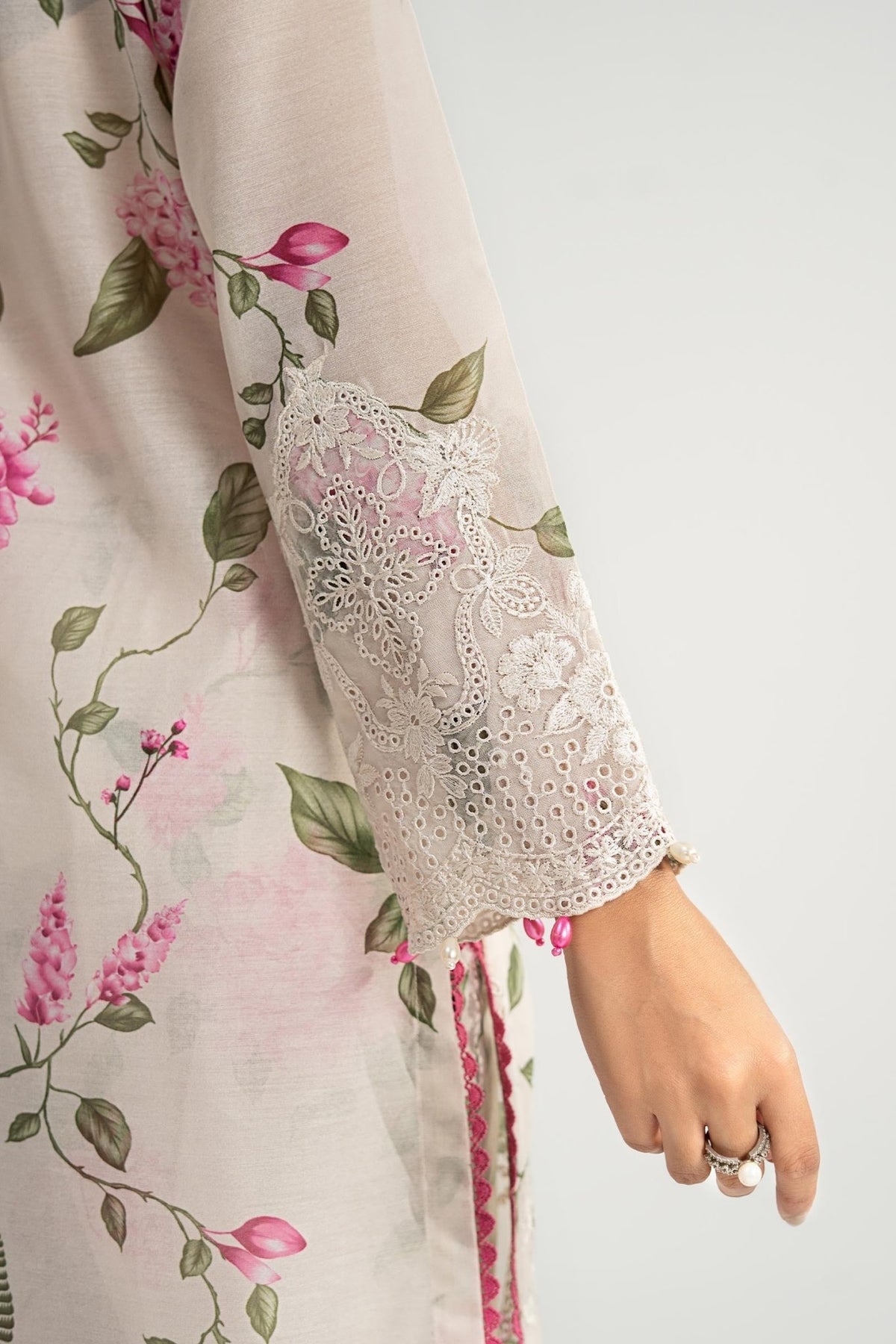 Maria B | RTW | 3 Piece Embroidered Paper Cotton Suit-Brand:Maria B-Type:Luxury Pret-White - House of Maryam- Buy in UK, USA