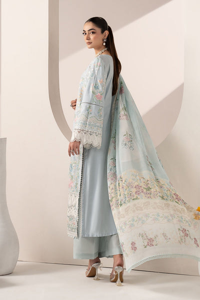 Maria B | RTW | 3 Piece Embroidered Paper Silk Suit-Brand:Maria B-Type:Luxury Pret-Blue - House of Maryam- Buy in UK, USA