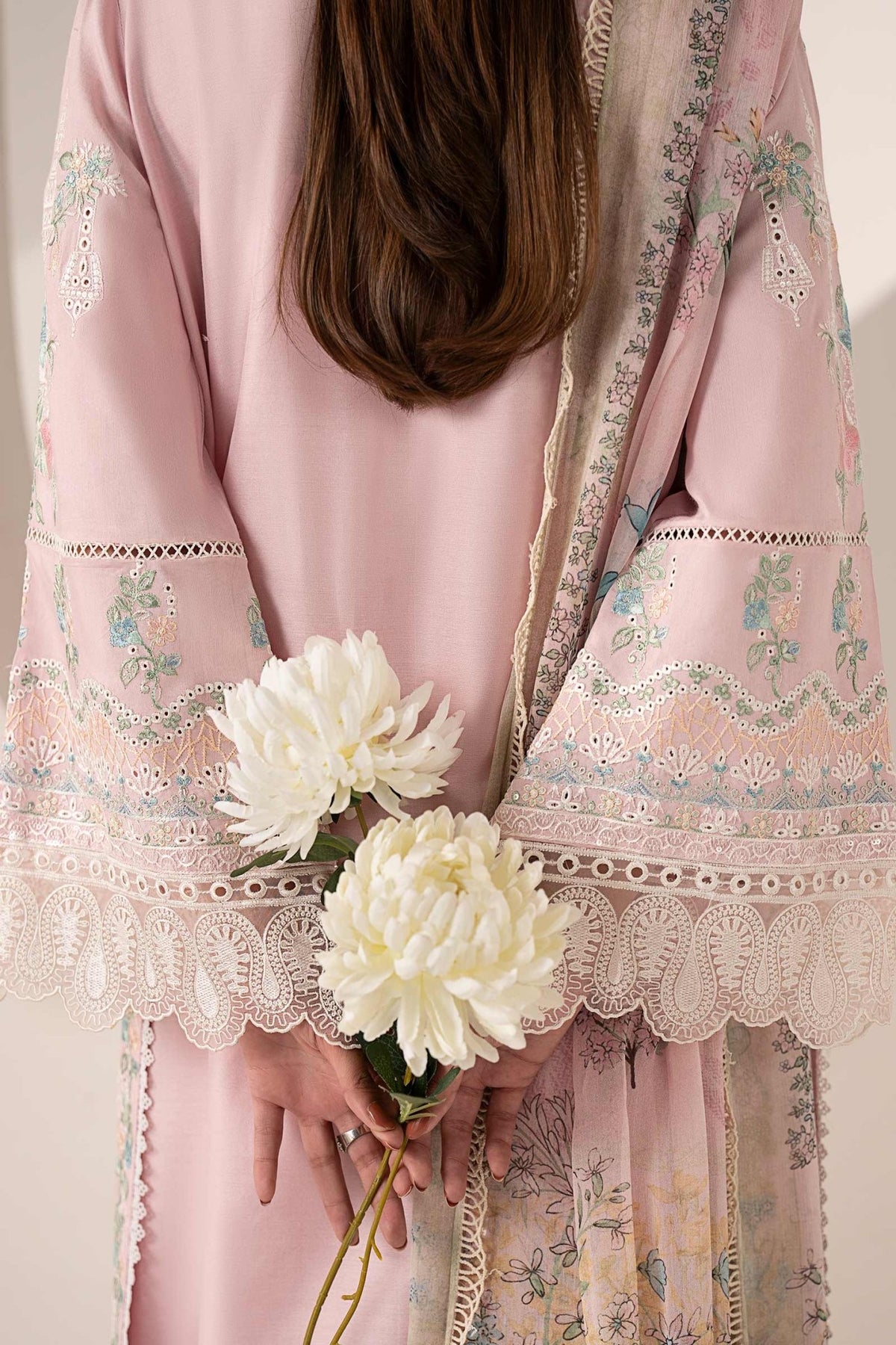 Maria B | RTW | 3 Piece Embroidered Paper Silk Suit-Brand:Maria B-Type:Luxury Pret-Pink - House of Maryam- Buy in UK, USA