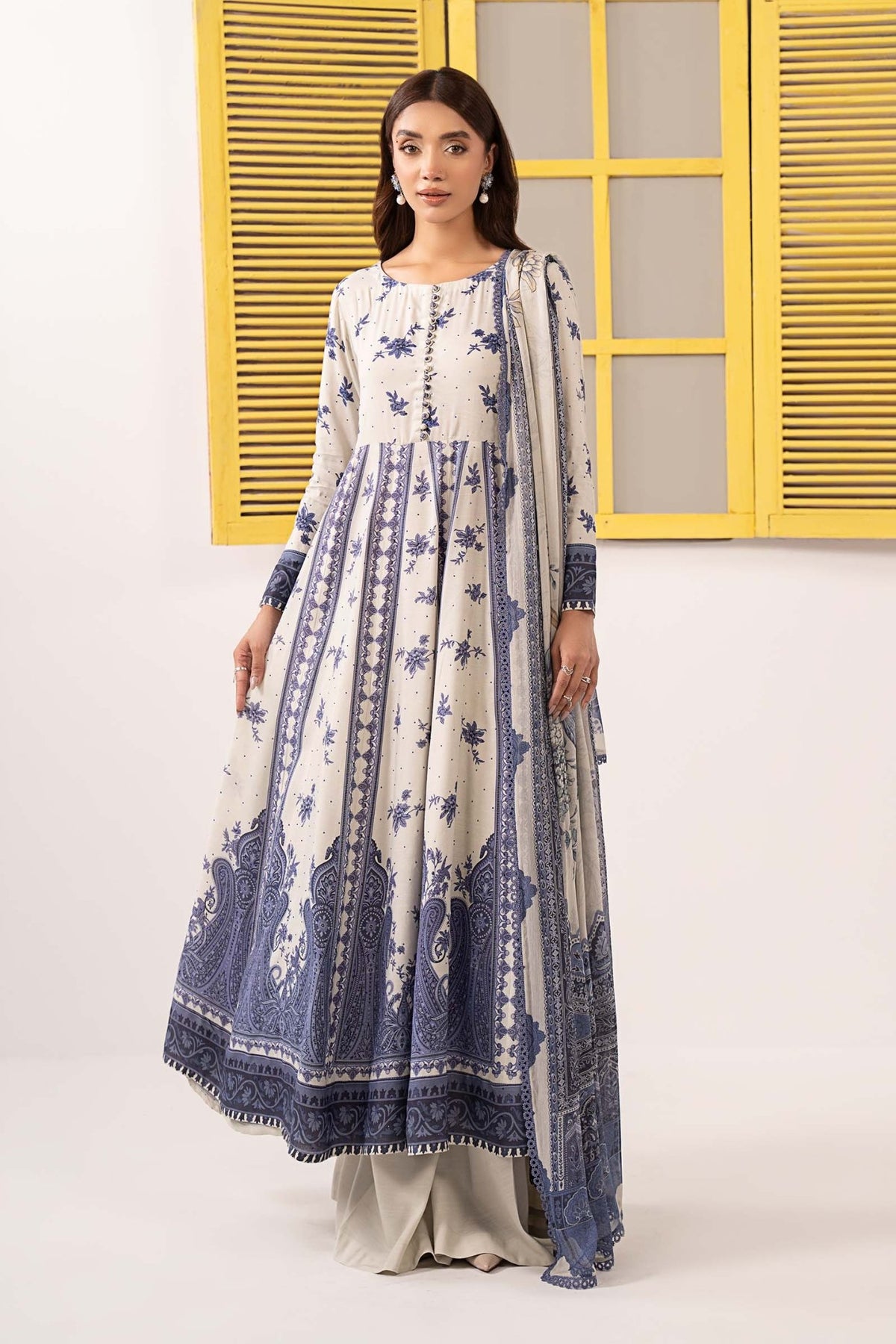 Maria B | RTW | 3 Piece Embroidered Pk Raw Silk Suit-Brand:Maria B-Type:Luxury Pret-Beige - House of Maryam- Buy in UK, USA