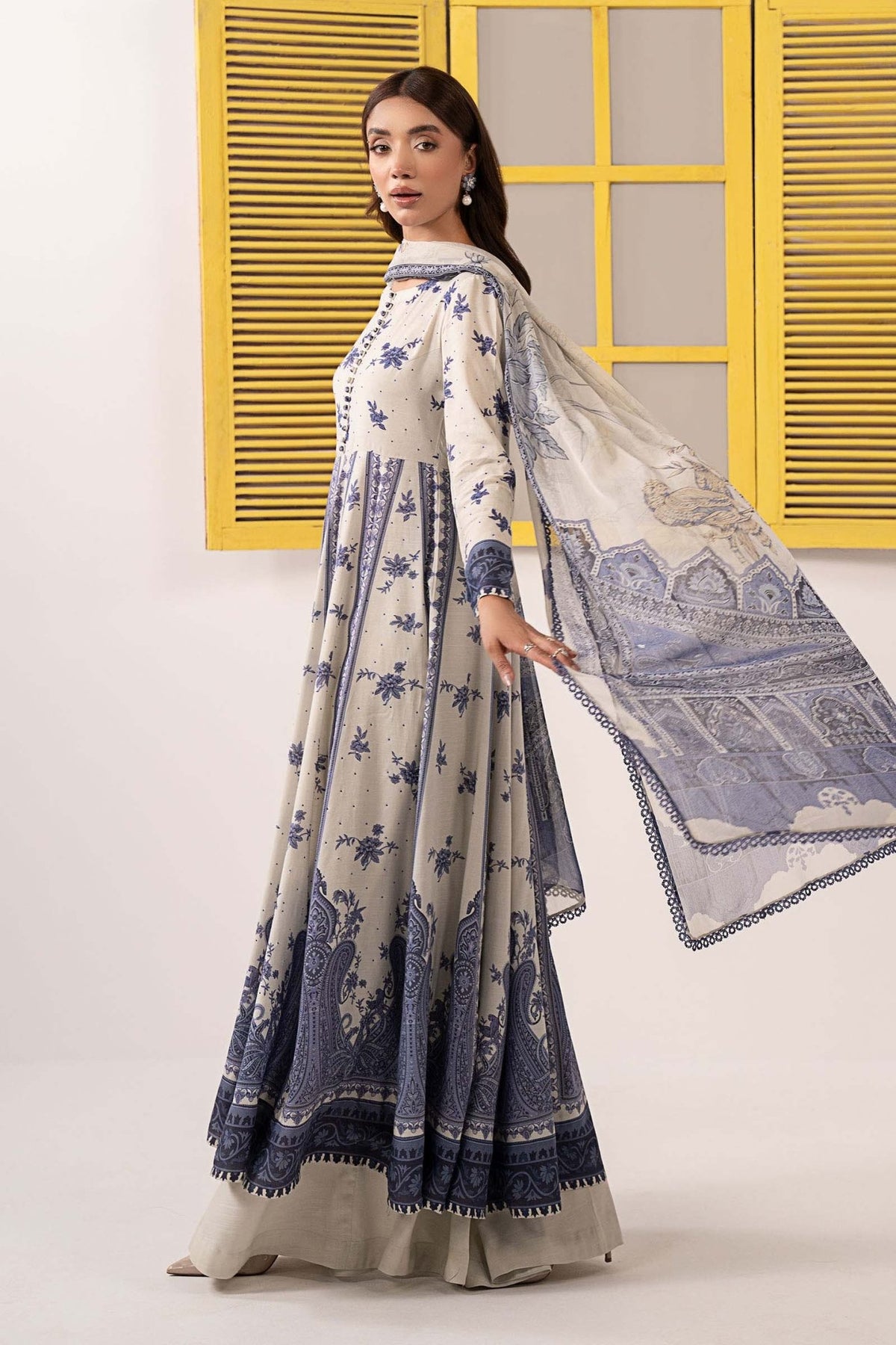 Maria B | RTW | 3 Piece Embroidered Pk Raw Silk Suit-Brand:Maria B-Type:Luxury Pret-Beige - House of Maryam- Buy in UK, USA