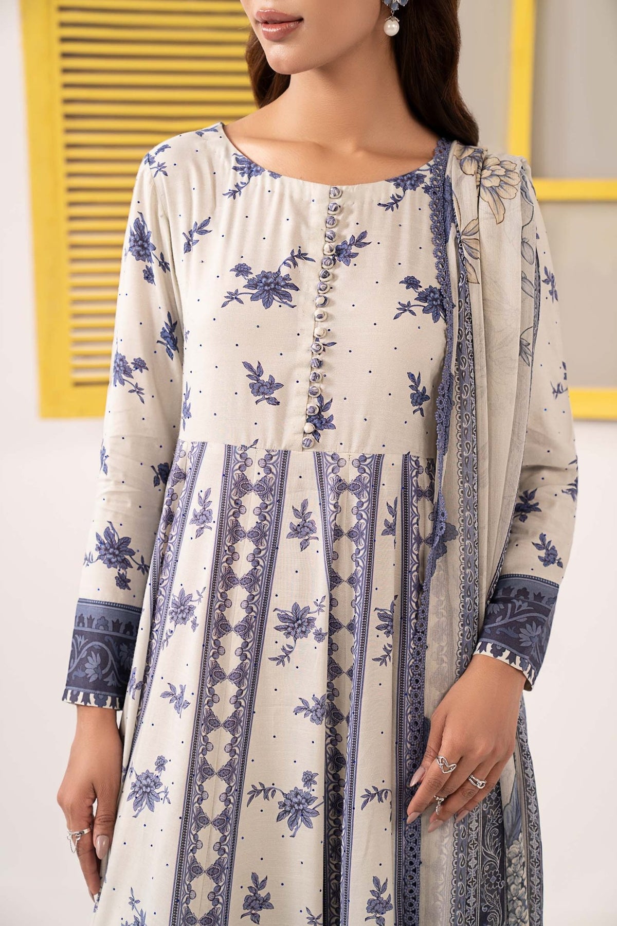 Maria B | RTW | 3 Piece Embroidered Pk Raw Silk Suit-Brand:Maria B-Type:Luxury Pret-Beige - House of Maryam- Buy in UK, USA