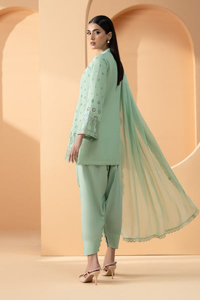 Maria B | RTW | 3 Piece Embroidered Pk Raw Silk Suit-Brand:Maria B-Type:Luxury Pret-Green - House of Maryam- Buy in UK, USA