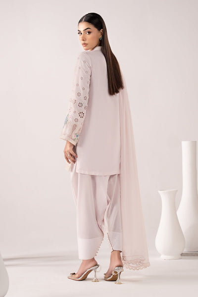 Maria B | RTW | 3 Piece Embroidered Pk Raw Silk Suit-Brand:Maria B-Type:Luxury Pret-Pink - House of Maryam- Buy in UK, USA