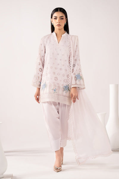 Maria B | RTW | 3 Piece Embroidered Pk Raw Silk Suit-Brand:Maria B-Type:Luxury Pret-Pink - House of Maryam- Buy in UK, USA