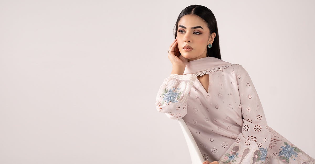 Maria B | RTW | 3 Piece Embroidered Pk Raw Silk Suit-Brand:Maria B-Type:Luxury Pret-Pink - House of Maryam- Buy in UK, USA