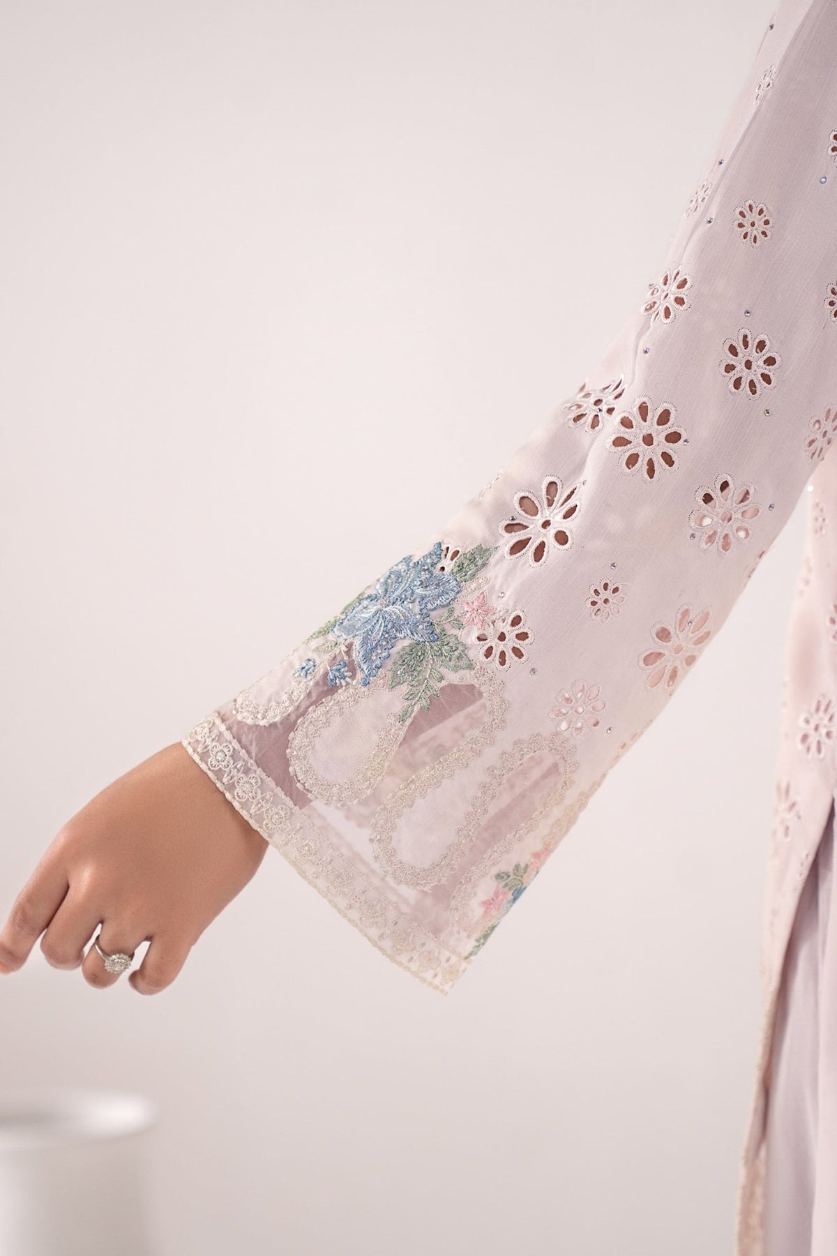 Maria B | RTW | 3 Piece Embroidered Pk Raw Silk Suit-Brand:Maria B-Type:Luxury Pret-Pink - House of Maryam- Buy in UK, USA