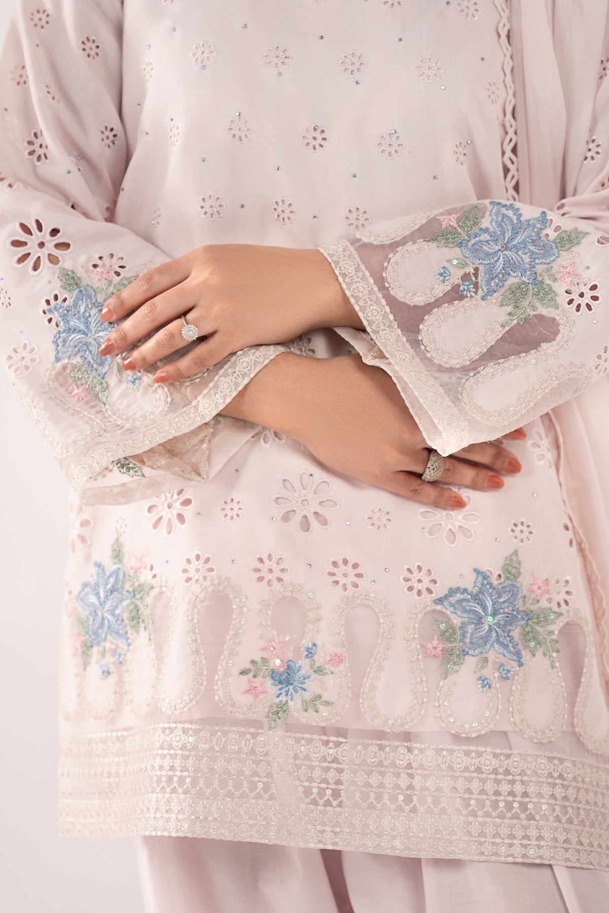 Maria B | RTW | 3 Piece Embroidered Pk Raw Silk Suit-Brand:Maria B-Type:Luxury Pret-Pink - House of Maryam- Buy in UK, USA
