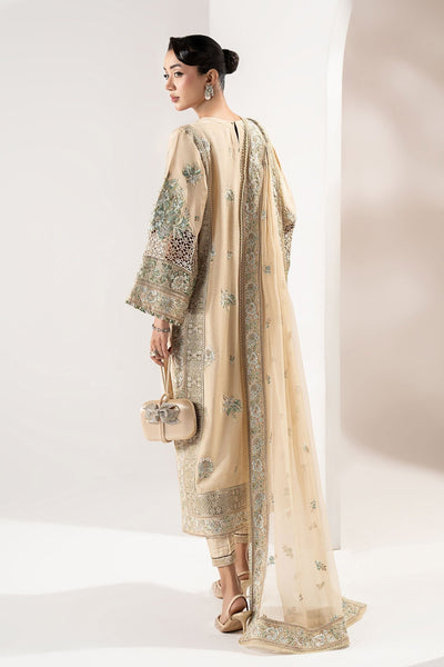 Maria B | RTW | 3 Piece Embroidered Raw Silk Suit-Brand:Maria B-Type:Luxury Formals-Beige - House of Maryam- Buy in UK, USA