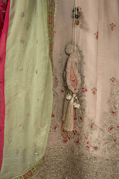 Maria B | RTW | 3 Piece Embroidered Raw Silk Suit-Brand:Maria B-Type:Luxury Formals-Beige - House of Maryam- Buy in UK, USA