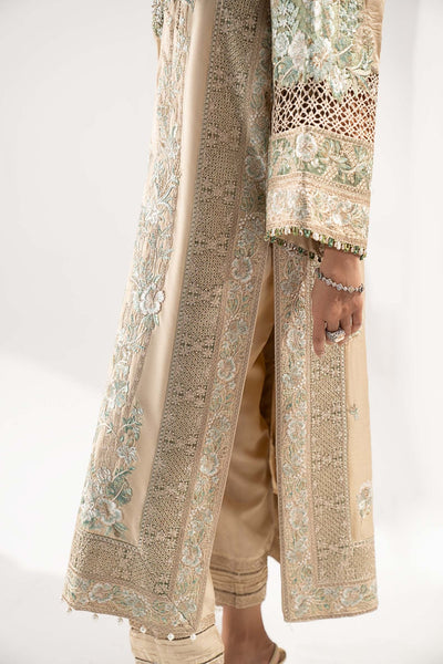 Maria B | RTW | 3 Piece Embroidered Raw Silk Suit-Brand:Maria B-Type:Luxury Formals-Beige - House of Maryam- Buy in UK, USA