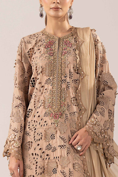 Maria B | RTW | 3 Piece Embroidered Raw Silk Suit-Brand:Maria B-Type:Luxury Formals-Beige - House of Maryam- Buy in UK, USA