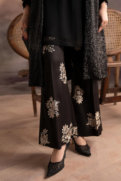 Maria B | RTW | 3 Piece Embroidered Raw Silk Suit-Brand:Maria B-Type:Luxury Formals-Black - House of Maryam- Buy in UK, USA