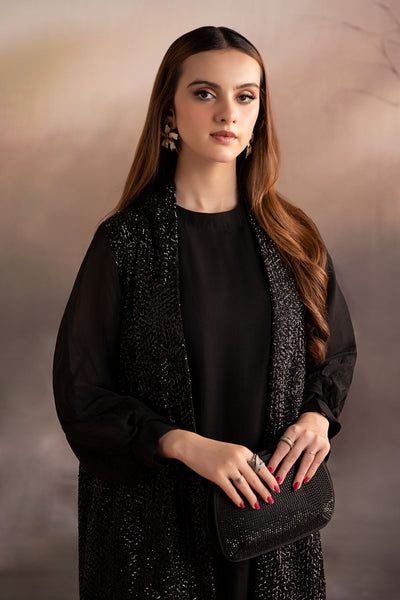 Maria B | RTW | 3 Piece Embroidered Raw Silk Suit-Brand:Maria B-Type:Luxury Formals-Black - House of Maryam- Buy in UK, USA