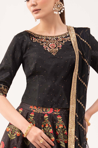 Maria B | RTW | 3 Piece Embroidered Raw Silk Suit-Brand:Maria B-Type:Luxury Formals-Black - House of Maryam- Buy in UK, USA