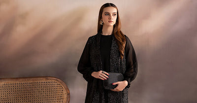 Maria B | RTW | 3 Piece Embroidered Raw Silk Suit-Brand:Maria B-Type:Luxury Formals-Black - House of Maryam- Buy in UK, USA
