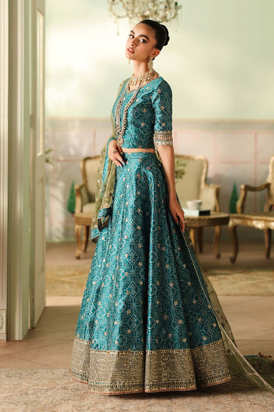 Maria B | RTW | 3 Piece Embroidered Raw Silk Suit-Brand:Maria B-Type:Luxury Formals-Blue - House of Maryam- Buy in UK, USA