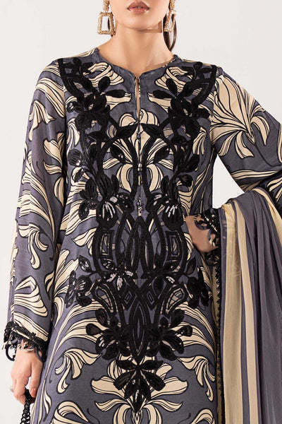 Maria B | RTW | 3 Piece Embroidered Raw Silk Suit-Brand:Maria B-Type:Luxury Pret-Blue - House of Maryam- Buy in UK, USA