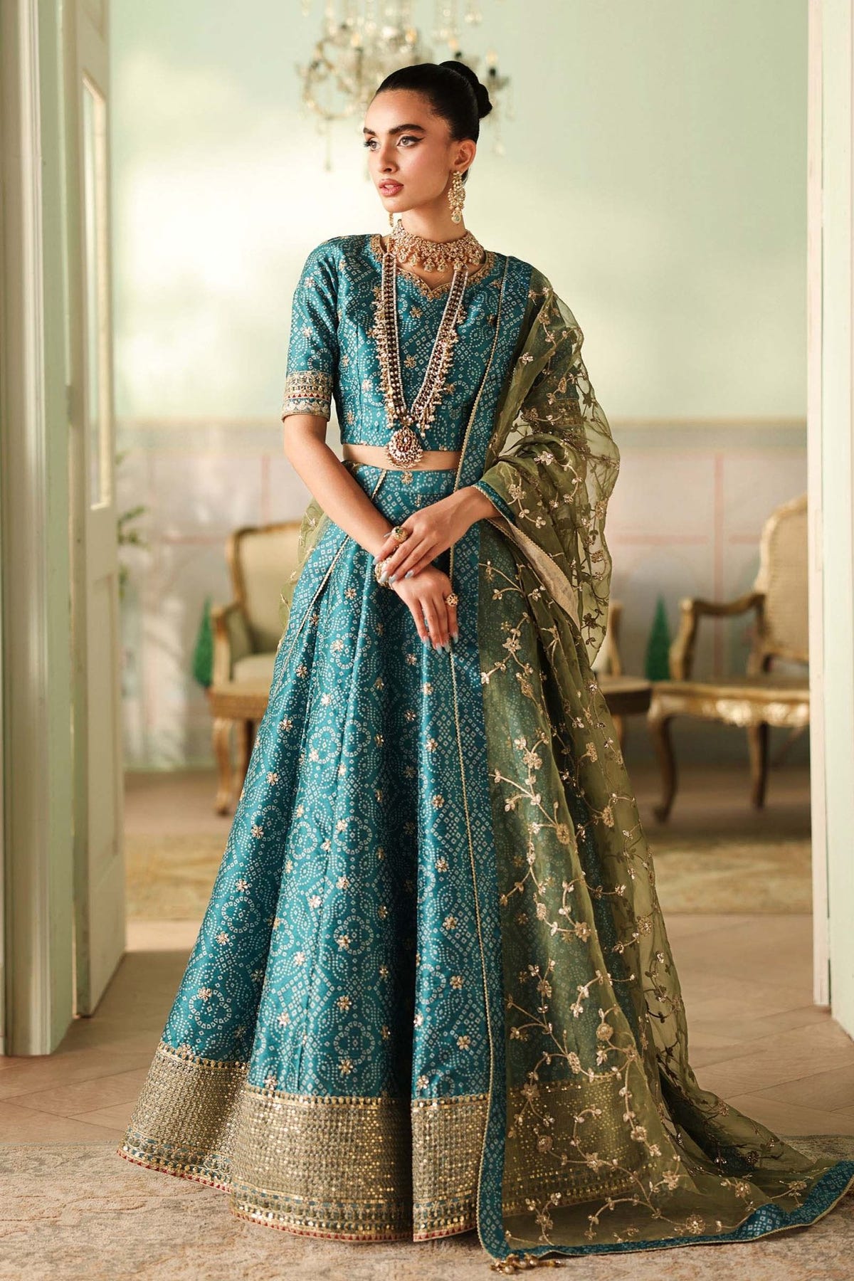 Maria B | RTW | 3 Piece Embroidered Raw Silk Suit-Brand:Maria B-Type:Luxury Formals-Blue - House of Maryam- Buy in UK, USA