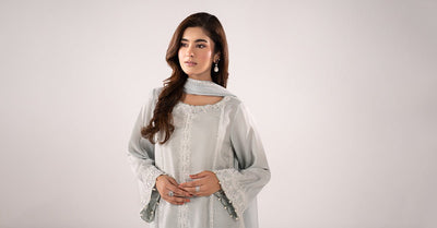 Maria B | RTW | 3 Piece Embroidered Raw Silk Suit-Brand:Maria B-Type:Luxury Pret-Blue - House of Maryam- Buy in UK, USA