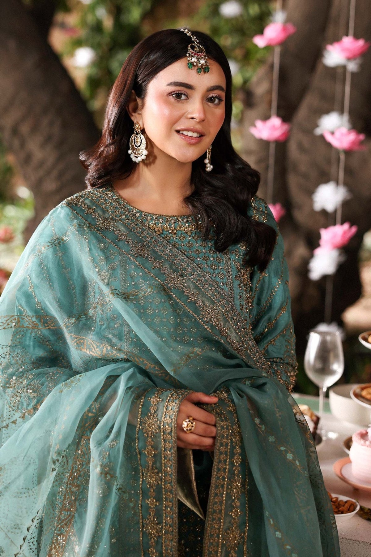 Maria B | RTW | 3 Piece Embroidered Raw Silk Suit-Brand:Maria B-Type:Luxury Formals-Blue - House of Maryam- Buy in UK, USA