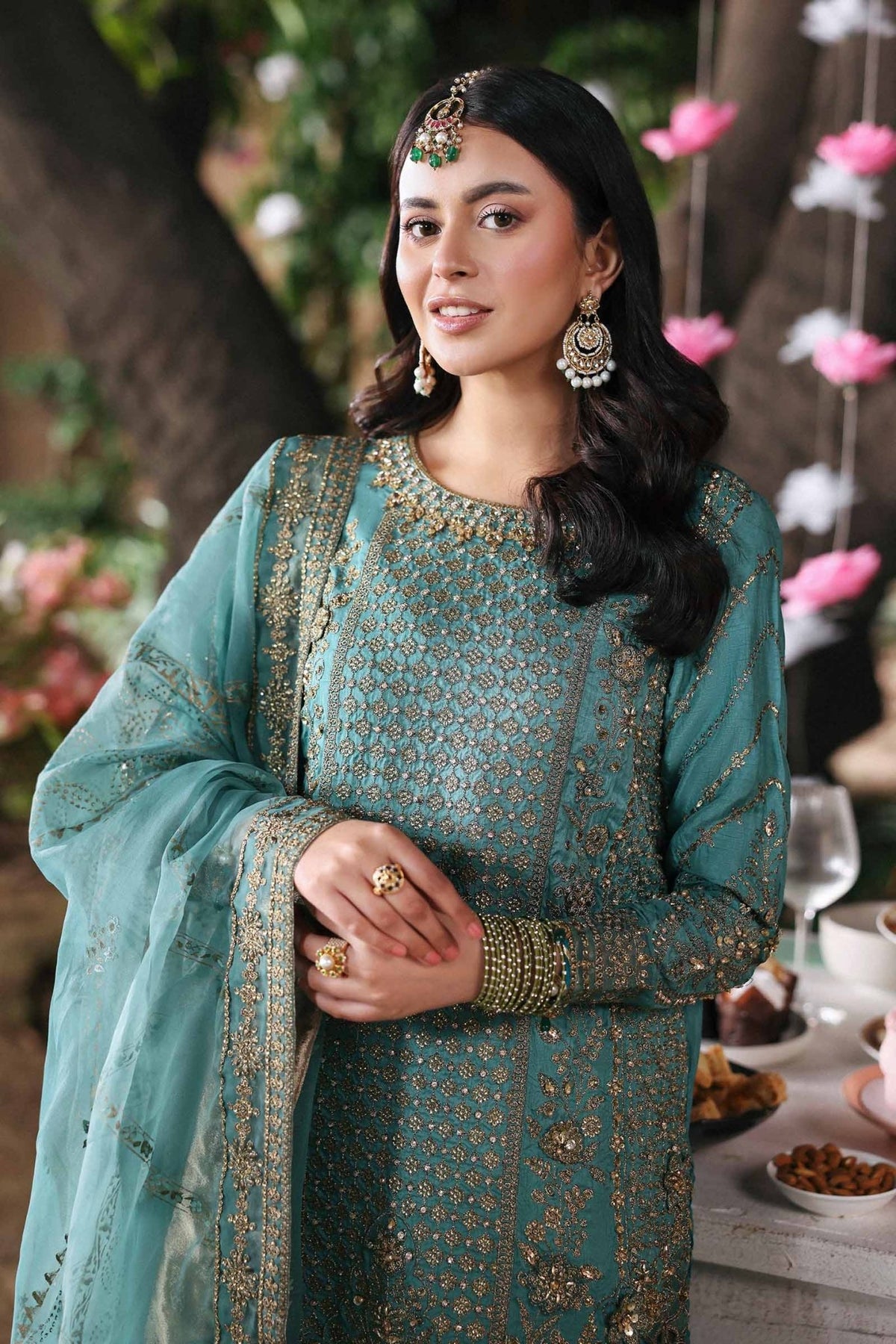 Maria B | RTW | 3 Piece Embroidered Raw Silk Suit-Brand:Maria B-Type:Luxury Formals-Blue - House of Maryam- Buy in UK, USA