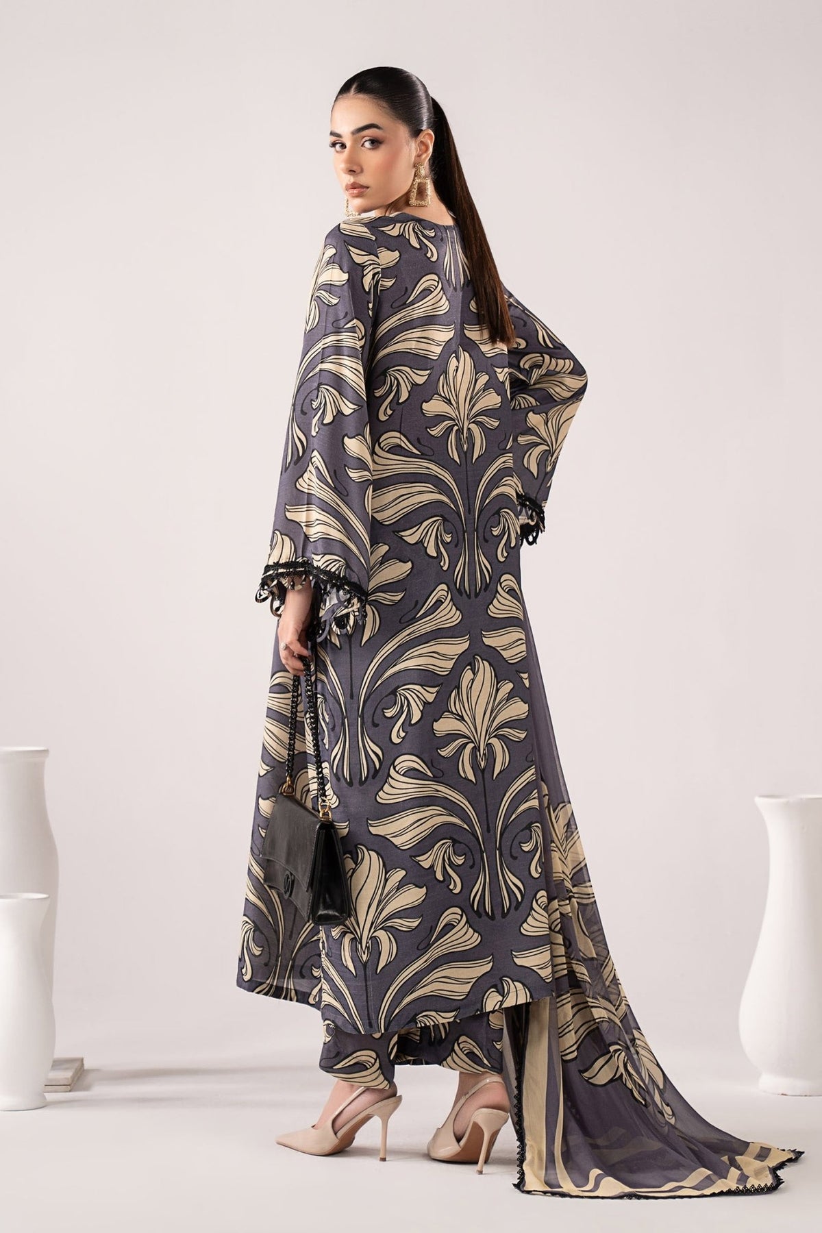 Maria B | RTW | 3 Piece Embroidered Raw Silk Suit-Brand:Maria B-Type:Luxury Pret-Blue - House of Maryam- Buy in UK, USA
