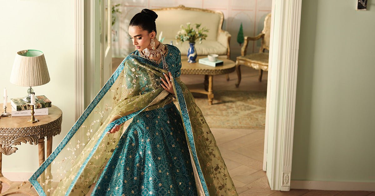 Maria B | RTW | 3 Piece Embroidered Raw Silk Suit-Brand:Maria B-Type:Luxury Formals-Blue - House of Maryam- Buy in UK, USA
