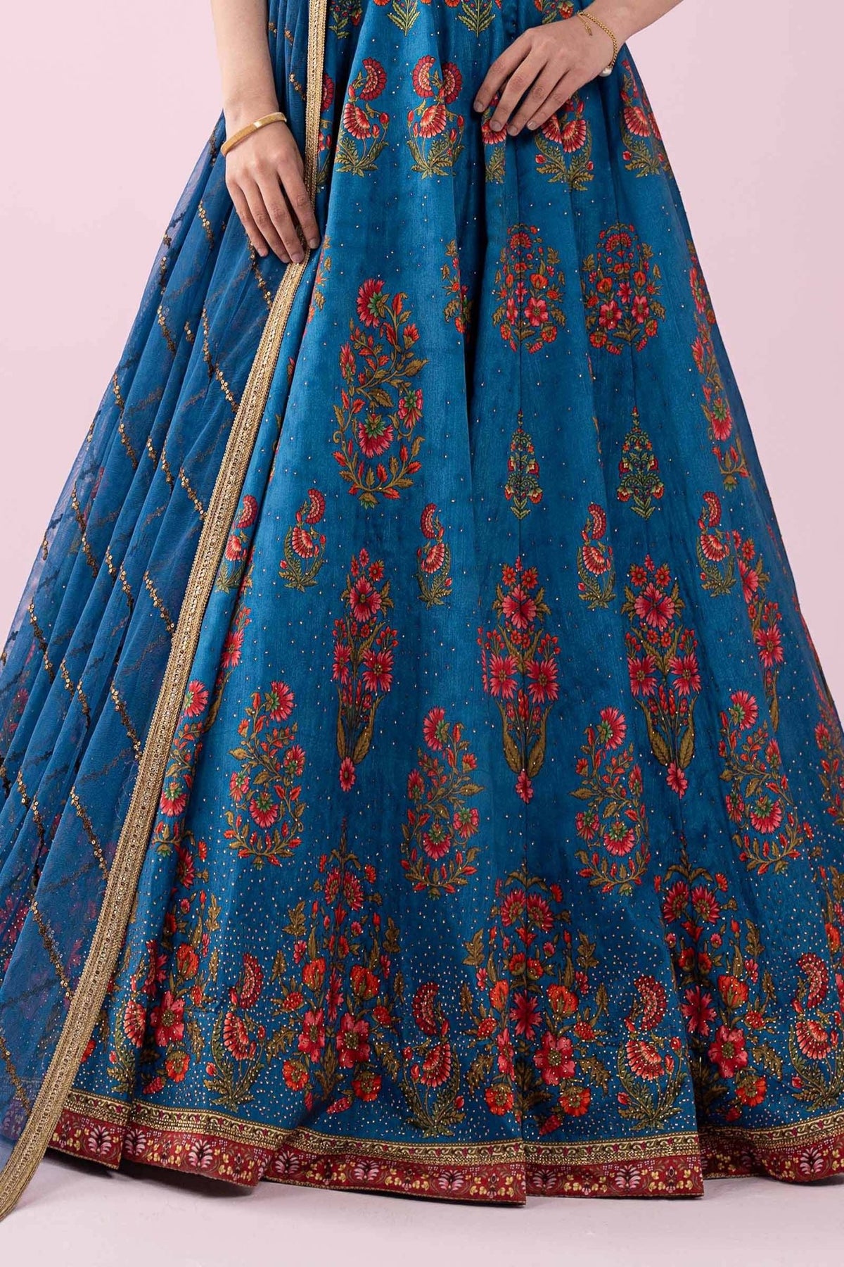 Maria B | RTW | 3 Piece Embroidered Raw Silk Suit-Brand:Maria B-Type:Luxury Formals-Blue - House of Maryam- Buy in UK, USA