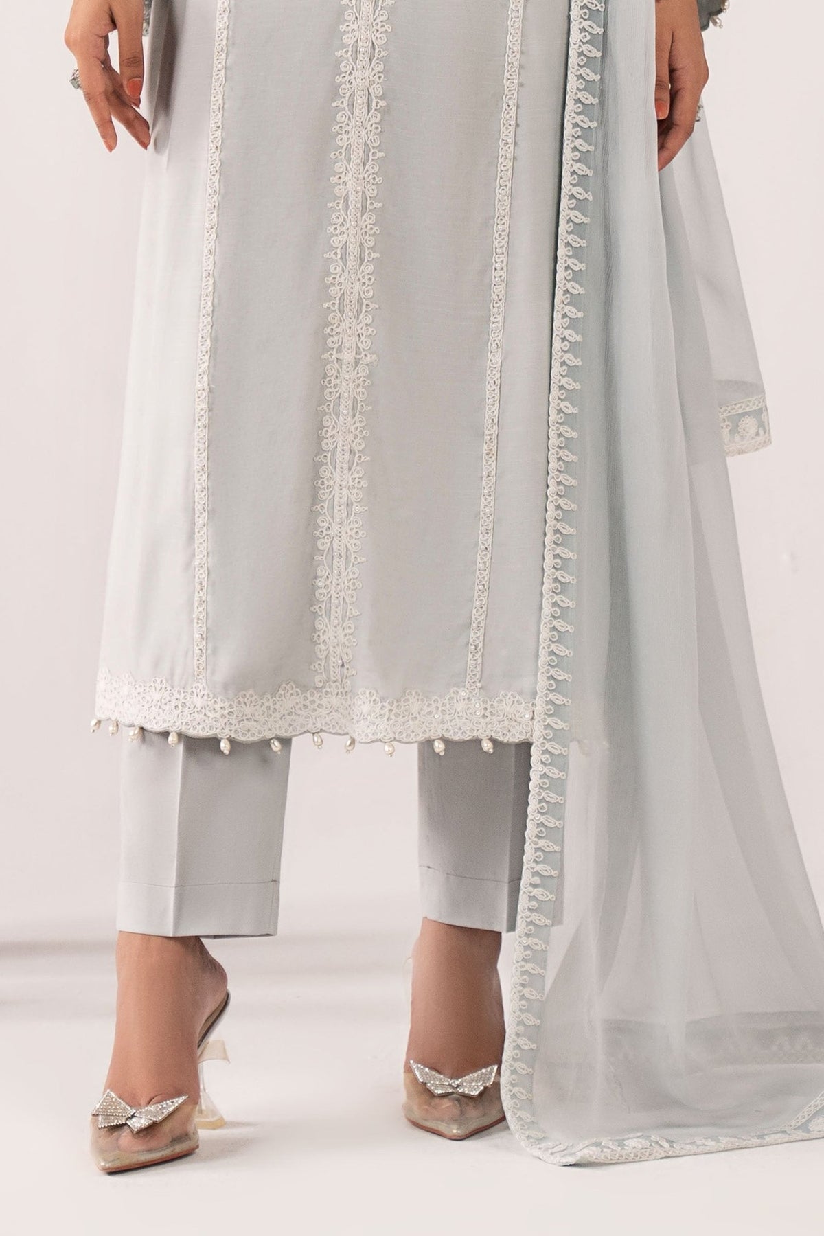 Maria B | RTW | 3 Piece Embroidered Raw Silk Suit-Brand:Maria B-Type:Luxury Pret-Blue - House of Maryam- Buy in UK, USA