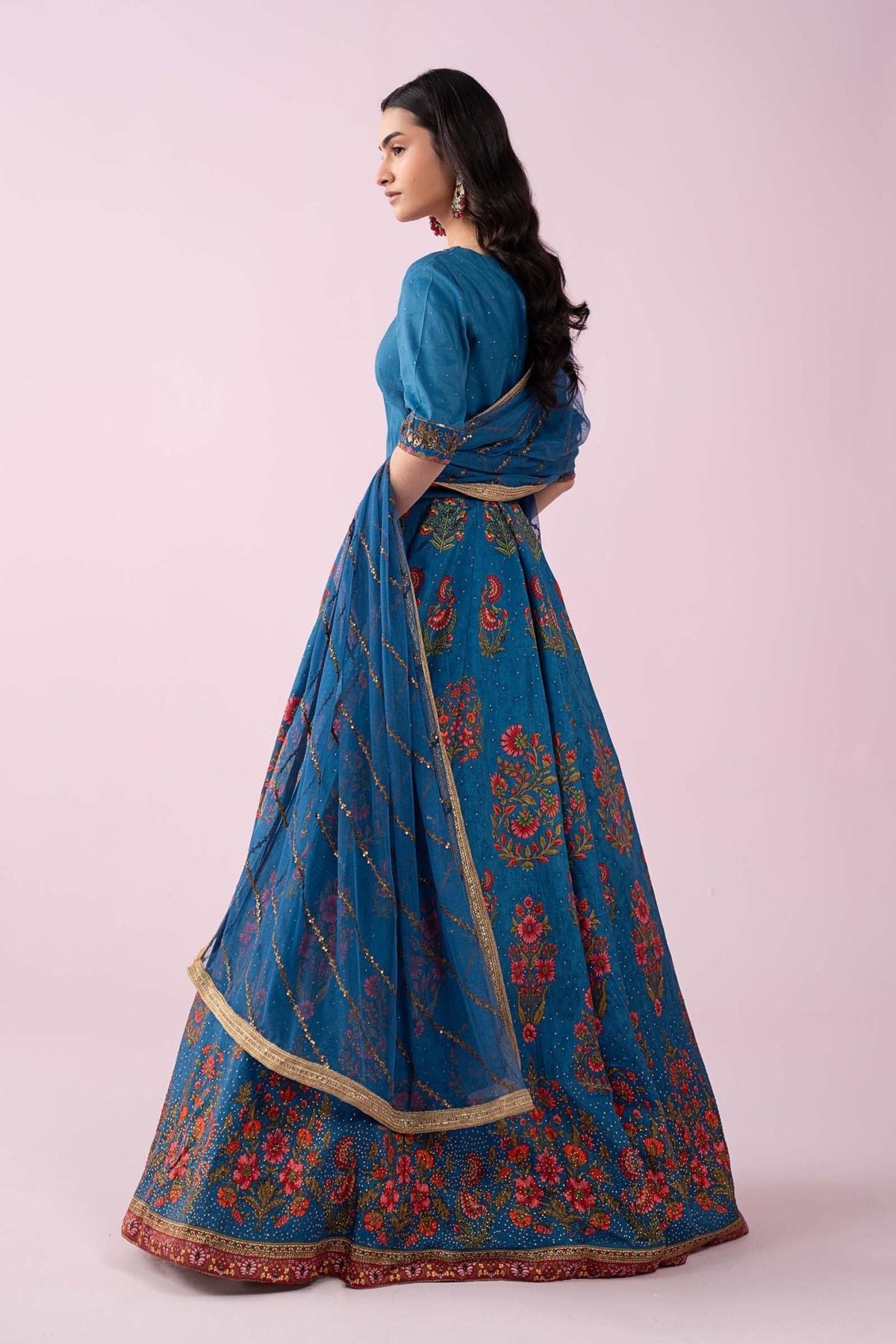 Maria B | RTW | 3 Piece Embroidered Raw Silk Suit-Brand:Maria B-Type:Luxury Formals-Blue - House of Maryam- Buy in UK, USA