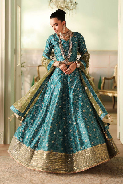 Maria B | RTW | 3 Piece Embroidered Raw Silk Suit-Brand:Maria B-Type:Luxury Formals-Blue - House of Maryam- Buy in UK, USA